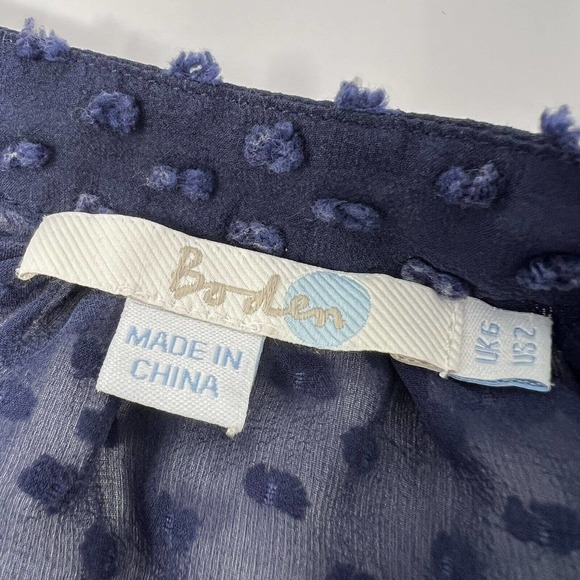 Boden Navy Textured Sheer Silk Blend Button Up Long Sleeve Blouse UK‎ 6 US 2 - Picture 4 of 8